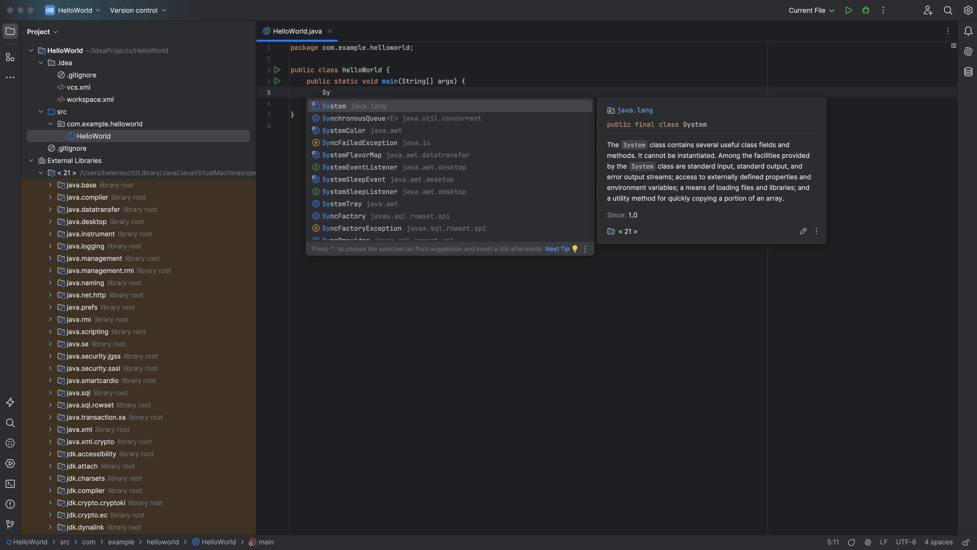 Hello World in IntelliJ IDEA